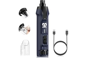 Casfuy 6-Gang-Hunde-Nagelschleifer - 50% Boosted Power Hund Nagelschneider Leise mit Dual-LED-Leuchten & Staubsammler & 4,8 V Kupfermotor Elektrische Haustier Zehennagelfeile Werkzeug für große