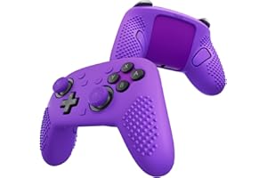 PlayVital Coque pour Switch 2 Pro Housse Protection pour Nintendo Switch 2 Pro Grip Manette Étui Silicone avec Capuchon Bouton/Joystick & Autocollant,Cover Controller Skin Antidérapant-Violet