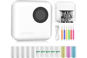 GuKKK Mini impresora, impresora fotográfica portátil, mini impresora fotográfica inalámbrica, impresora térmica para smartphone, impresora Bluetooth, para ayuda de aprendizaje, notas de aprendizaje