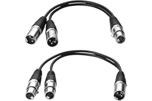 SIENOC 30cm Mikrofon Stecker Kabel 3pin XLR to Dual 2 Stecker Y Splitter Kabel Adapter (Kombinationen (2 Stück), Silber)