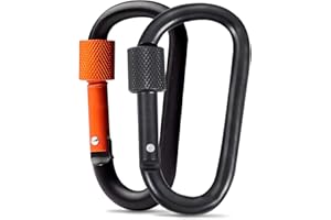 KAXIMON Carabiner Clips Locking for Keys- 2 Pack Small Durable Carabiner Keychain Camping Accessories for Hiking, Fishing (Not for Climbing)