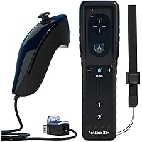 Remote Controller for Wii, TechKen Wireless Wii Built-in Motion Plus Nunchuck Controller with Silicon Case Jacket and Wrist S