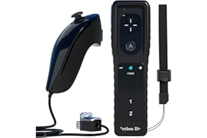 TechKen Remote Controller for Wii, Built-in 2 in 1 Motion Plus with Silicon Case and Nunchuck (Black)