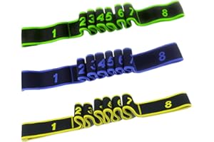 TONAUP 3Pcs Sangle d'Exercice et Yoga - Ceinture Avec 8 Anneaux, Bandes Élastiques de Résistance pour Pilates, Danse Latine et Fitness - Pour Adultes