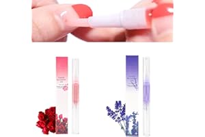 MORI KAMEI Nail nutrition oil 2PCS rotating nutrition pen with soft brush cuticle nail moisturizing care anti-barb exfoliation (rose+lavender)
