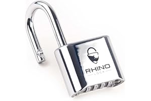 Rhino Lock Secure Lock - Combination Padlock - Chrome 4 Digit Combination Lock for Gym, School & Work Lockers; Suitable for Outdoor Use with Fences, Hasps, Sheds & Toolboxes (UK Brand)