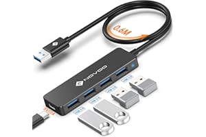 NOVOO Hub USB 3.0 4 Data Ports Ultra Fin Multiport Type A 5Gbps Micro USB Port d'alimentation pour Macbook, Mac Pro/Mini, iMac, Surface Pro, XPS, Notebook PC, clés USB, Disques Durs