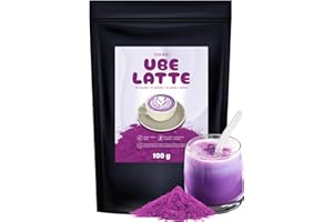 Detox Organica Ube Poudre Latte 100g - Patate Douce Violette - Colorant alimentaire Naturel, Boisson Végétale sans Caféine, Superfood gourmande pour Lattes, Smoothies, Desserts, Gâteaux, Mochi