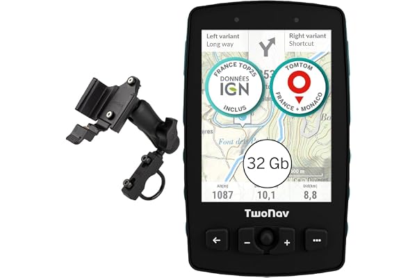 TwoNav Aventura 2 Plus Motor (32 Go) + Carte 5 Dalles de France IGN Top25, GPS navigateur on-Road et Off-Road avec écran 3,7 Pouces pour Moto, Voiture, 4x4, Quad