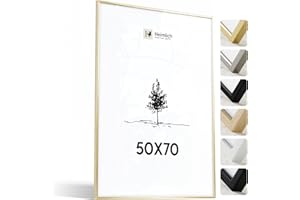 Heimlich® - Ramka na zdjęcia - 50 x 70 cm, aluminium i metal, złoto - duża ramka do kolażu DIY z osłoną z folii z tworzywa sztucznego - tylko stojak ścienny