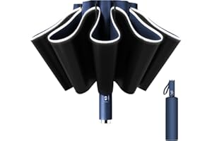 Poligono Parasol Odporny na Burzę, Duży Parasol Kieszonkowy, dla Mężczyzn i Kobiet, Odwrócony Parasol 10 żeber, Automatyczne Otwieranie i Zamykanie, Kompaktowy, średnica 105 cm