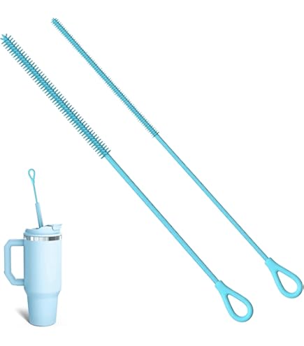Set De 2 Brosses à Paille En Silicone Réutilisables - 6mm Et 9mm - Pour Nettoyage Paille, Gourde, Biberon - Avec Bouchon
