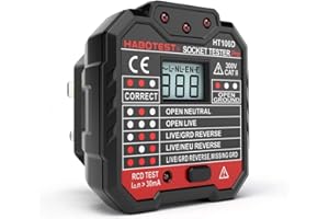 QUIWILL QUILLE Socket Tester Mains Outlet Tester with LCD Display Neutral Live Earth Wire Testing RCD Test - UK Plug