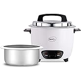 Pigeon by Stovekraft Joy Rice Cooker with Single pot, 1 litres. (White) | Toughened Glass Lid | 400 Watts | Aluminium Cooking