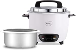 Pigeon by Stovekraft Joy Rice Cooker with Single pot, 1 litres. (White) | Toughened Glass Lid | 400 Watts | Aluminium Cooking Pot | Measuring Cup| Spatula | Energy Efficient Cooking