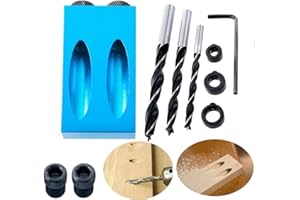 FUNMOVE Upgraded 15 Degree Pocket Hole Screw Jig Dowel Drill Joinery Kit with Hole Jig, Carpentry Locator and 6/8/10MM Woodworking Drill Holes Carpenters Woodwork Guides Joint Angle Tool Craft Pack of 14