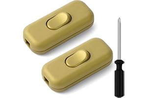 AXFEE Przełącznik dwubiegunowy, 2 sztuki 250 V Legrand przełącznik, wymiana przełącznika online, akceptuje 1-3-żyłowy okrągły lub płaski przewód do lampy, małego urządzenia lub lampy, złoty