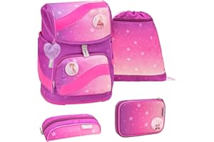 Belmil ergonomischer Schulrucksack Schulranzen Set 5-teilig mit Patch Set, Brustgurt, Hüftgurt, Magnetverschluss/AGR (405-51/AG/S Ombre 2)