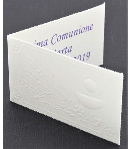 LE GEMME DI VENEZIA 50 Bigliettini Bomboniera Matrimonio o PromessaCon Due Cuori A Rilievo Colore Argento Stampa Personalizzata a Colori