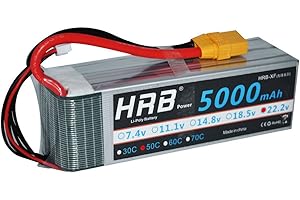 HRB POWER HRB RC Batterie Lipo 5000mAh 22.2V 50C 6S XT90 pour RC Hélicoptère Truck Bateau Voiture (6s 5000mAh XT90)