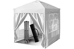 SNENBLUME 3x3m Pop Up Gazebo, Gazebo with Removable Sidewalls, Sturdy Frame, Weather-Resistant Protection, Ideal for Outdoor Events, Parties, and Markets (white)
