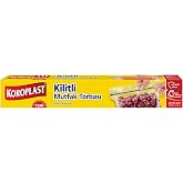 Koroplast Kilitli Mutfak Torbası B&uuml;y&uuml;k Boy 10'lu 26x28 cm, Tekrar Kullanılabilir & Hava Ge&ccedil;irmez, Dayanıklı Saklama Poşeti, B
