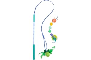 Catstages by Tail Teaser Ground Prey Play Wand with Catnip Toy Attachments Interactive Cat Wand