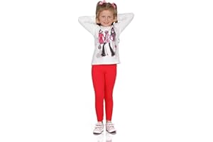 Futuro Fashion Leggings Bambina Lunghi in Cotone Elasticizzati – Pantaloni Leggeri per Scuola, Danza, Halloween – 21 Colori – Taglie 2-13 Anni