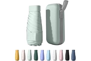 WYDEXINT Mini Reise Regenschirm, Reise-Regenschirm, 6 Rippen Mini-Regenschirm, Kleiner Uv-Regenschirm, Uv-Faltbar Mit Kapselbox, Reisewasser- Und Winddicht Für Männer Und Frauen(Nilgrün)