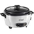 Russell Hobbs (27040GCC) Medium Rice Cooker & Steamer - 2L, Versatile Cooking, Keep Warm, Non-Stick, Glass Lid, White, 500W - 1-Year Warranty