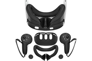 RGEEK Compatible con accesorios Quest 3, cubierta facial de realidad virtual, cubierta de carcasa de realidad virtual, funda de agarre para controlador Quest 3, cubierta protectora de lente para Meta