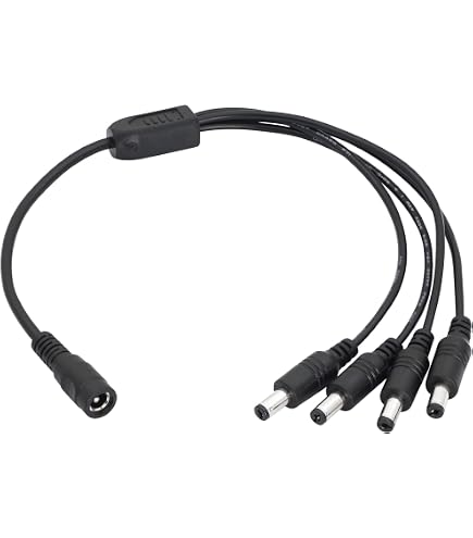 LitaElek 2pcs 22AWG Cavo Splitter DC 5,5mm x 2,1mm Presa Spina Cavo Divisore 1 a 4 Splitter per Telecamera CCTV LED Strip Striscia e altri Dispositivi 5V-24V DC, 30cm Lungo, Nero