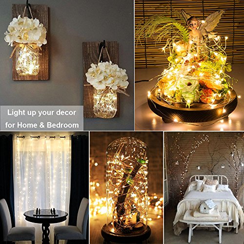 LOPOO Lichterkette Warmweiß LED String Kupferdraht Leucht 100er Dekoration Beleuchtung mit Fernbedienung für Neu Jahr , Innen Haushalt , Hof , Party , Hochzeit (Warmweiß) - 3