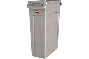Rubbermaid Commercial Products Slim Jim Rechteckiger Kunststoff-Mülleimer mit Belüftungskanälen 87 L Beige – für Küche, Büro, Klassenzimmer & Gastronomie – FG354060BEIG