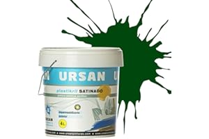 U URSAN Ursan - Plastikril Satinado | Pintura Exterior Satinada - Pintura Impermeabilizante- Indicada para Fachadas con Alta Resistencia a Agentes Atmosféricos - VERDE MONTAÑA 4L