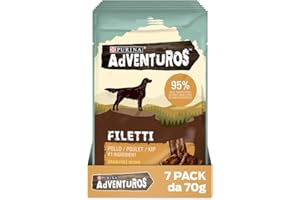 PURINA CAT CHOW PURINA Adventuros High Meat Filetti Snack Cani Ricco in Pollo, 7 Confezioni da 70g