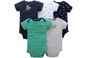 BONFOR Pack de 5 Bodies Bebé Pijama Mono Niña Mameluco Bebé Niños Recien Nacido Trajes Algodón Pelele