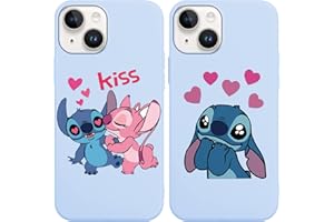 OMYZO [2 Confezioni] Cover per iPhone 14 Plus 6,7",Anime Character Cartoon Case con Kawaii Stitch Modello,Antiurto Anti-scivolo Morbida TPU Silicone Protezione Custodia Compatibile con iPhone 14 Plus