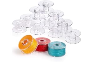 FBTOPNUM Lot de 20 Canette Machine a Coudre pour Brother Singer Kenmore Janome la Plupart des Machines à Coudre (Transparente)