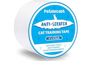 Petslucent Cat Scratch Deterrent Sticky Paws Tape, Cat Furniture Protector Training Tape Anti Scratching, Double Sided Guards for Carpet, Sofa, Couch, Door (Blue- 3''x 15 Yards)