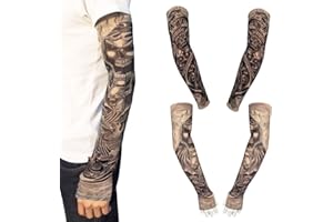 EQLEF Tatuaż z rękawami dla mężczyzn, miękkie, fałszywe tymczasowe rękawy, rękaw na ramię, pończochy, krem przeciwsłoneczny, rękawy do kostiumu i sportu