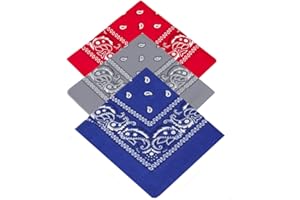 BUCKINGHAM BOUTIQUE Pack of 3 x Paisley Neckerchiefs 100% Cotton for Men Women Children Girls & Boys Bandanna/Bandana Head/Neck Scarf/Headtie/Handkerchief/Head Tie (Red,Grey,Royal Blue)