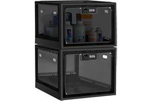 PANTSLINE 2 Pack Medicine Lock Box, Lockable Container for Medication, Lockable Storage Box for Phone, Kitchen Home School and Office Safety