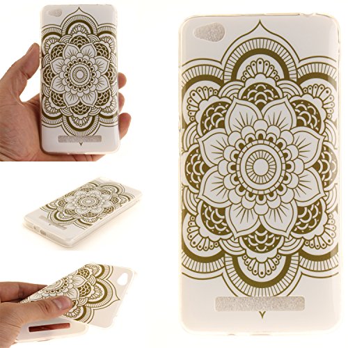 Qiaogle Teléfono Caso - Funda de TPU silicona Carcasa Case Cover para Xiaomi Redmi 4A (5.0 Pulgadas) - TX35 / Blanco Mandala