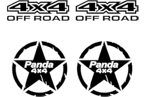 PUMU adesivi 4x4 off road e Stella 4x4 compatibile per panda 4x4 Sisley Adventure Trail trekking fuoristrada auto tuning sport suv (NERO)