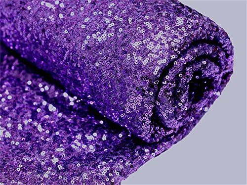 TRLYC 50"*72" Shimmer Sequin Fabric Tablecloth for Wedding Colors are Available (Purple)