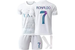 CHMORA Al Nasser Football Kit Ro-nal-do New 23/24 Soccer Jersey for Kids Adult, No 7 Football Unisex Boys Football Shirts Shorts and Socks Set