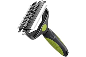 Yizhet Peine Rastrillo para Perros y Gatos, 3 en 1 Cepillo Desenredante de Doble Cara 17+9 Dientes, Rastrillo para Subpelo Quita Nudos, Pelo Muerto, Pelo Largo