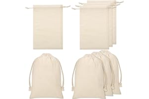 HUAJIAO 20 Stück Baumwollsäckchen, 10x15cm Stoffsäckchen mit Zugband Kleine Säckchen zum Befüllen Adventskalender DIY Geschenkbeutel für Weihnachten Kindergeburtstag Hochzeit