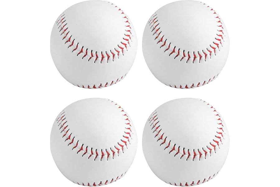 PanBeiQi 4 Pcs Standard 9-Inch Baseball Ball, Rounders Ball, Hard PU Baseballs, Practice Training Baseball Base Balls, for Youth, Adult, Indoor & Outdoor School Sports Training Games